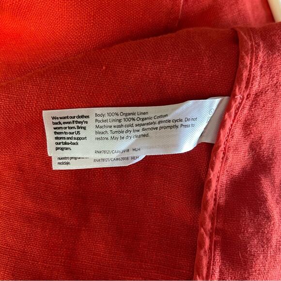 Eileen Fisher Geranium Heavy Organic Linen Breasted Jacket Size Large EUC - Picture 8 of 8